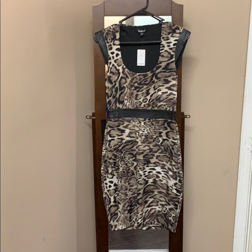 Leopard with leather dress Small New